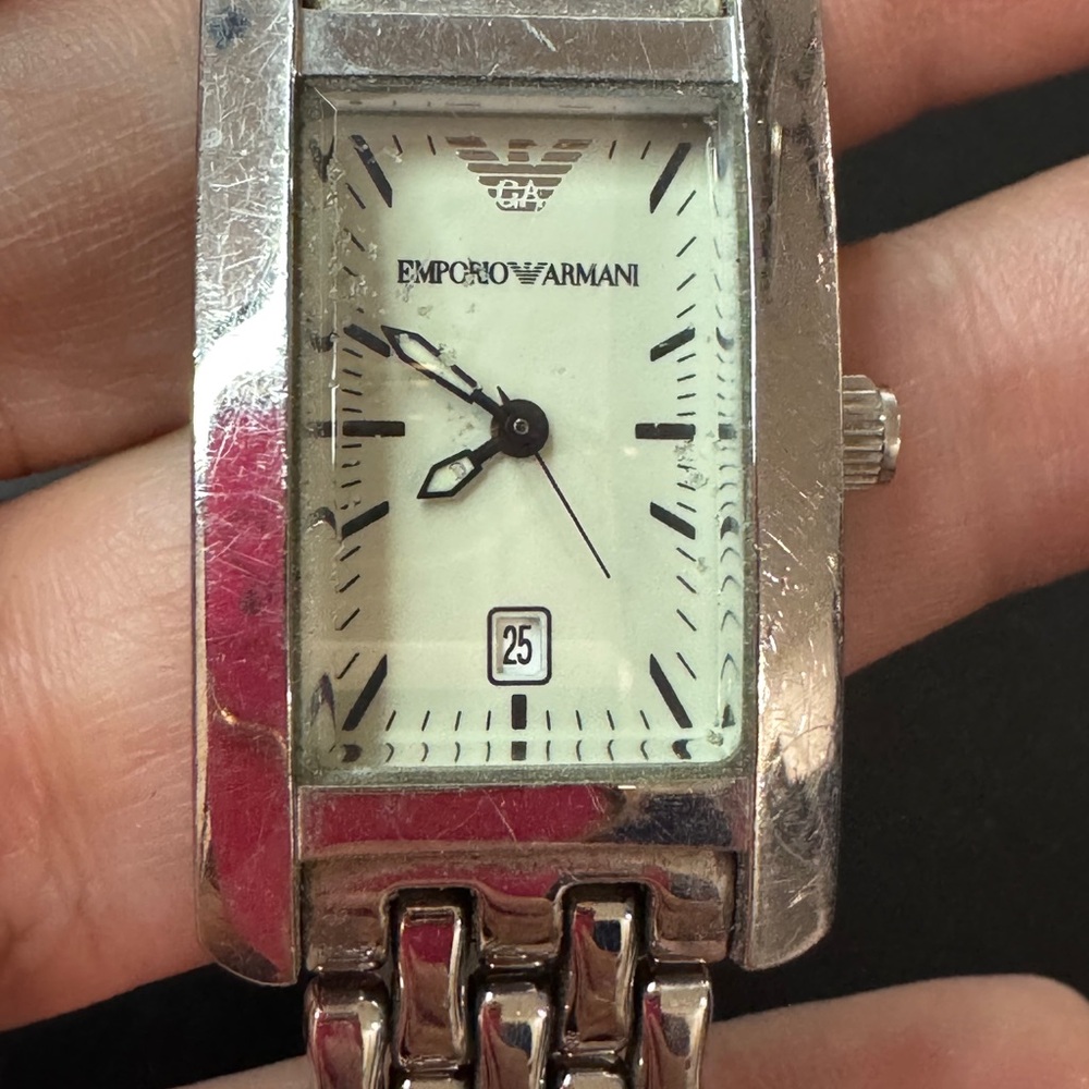 Emporio Armani Rectangular Stainless Steel Watch - Picture 7 of 10